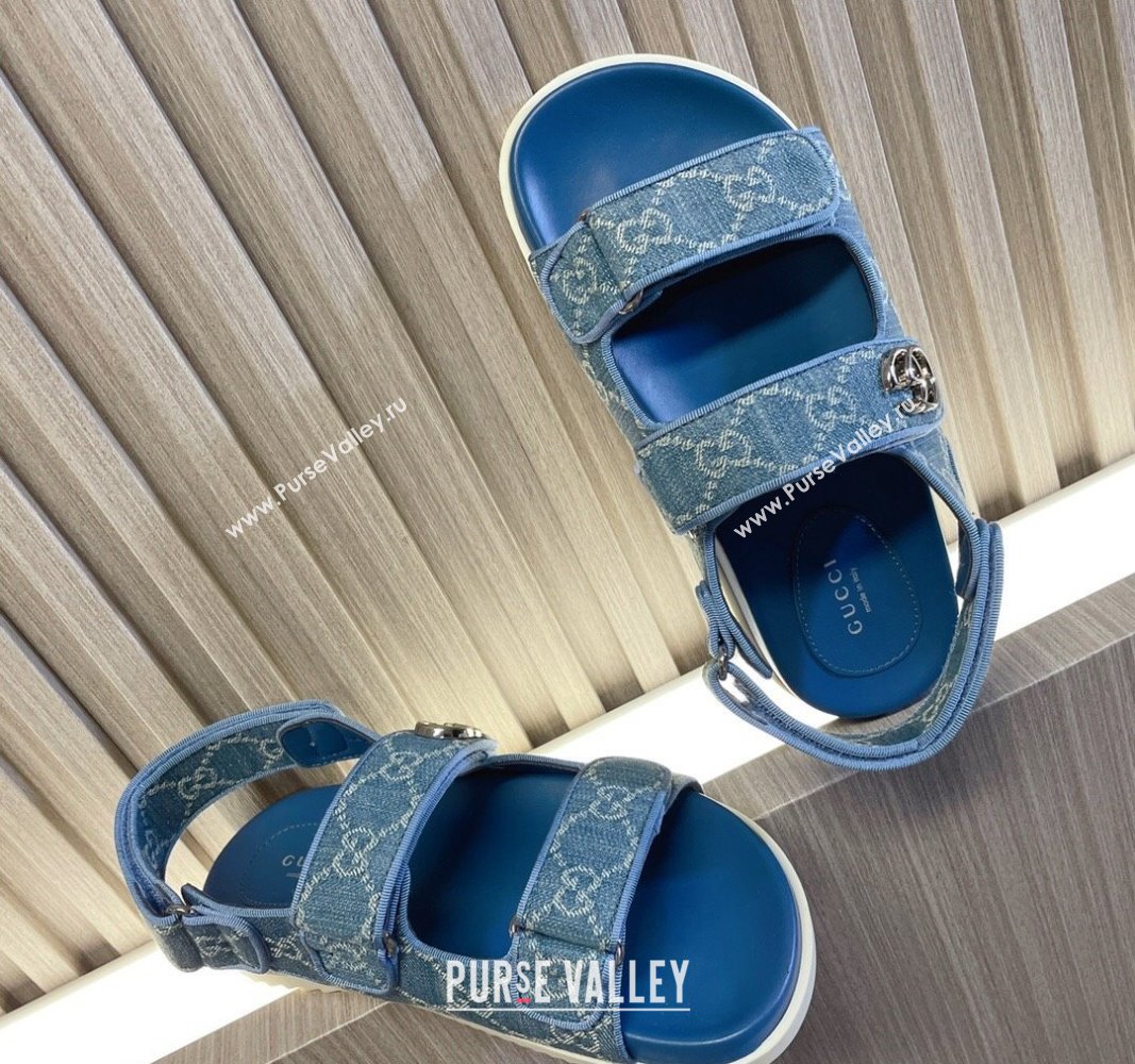 Gucci Womens sandals with Double G 771575 in Denim Blue 2024 (modeng-24040261)
