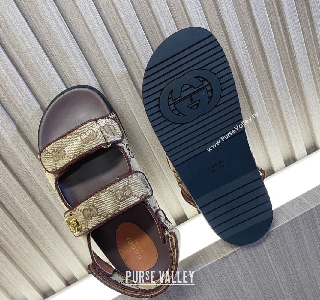Gucci Womens sandals with Double G 771575 in GG canvas Beige 2024 (modeng-24040259)