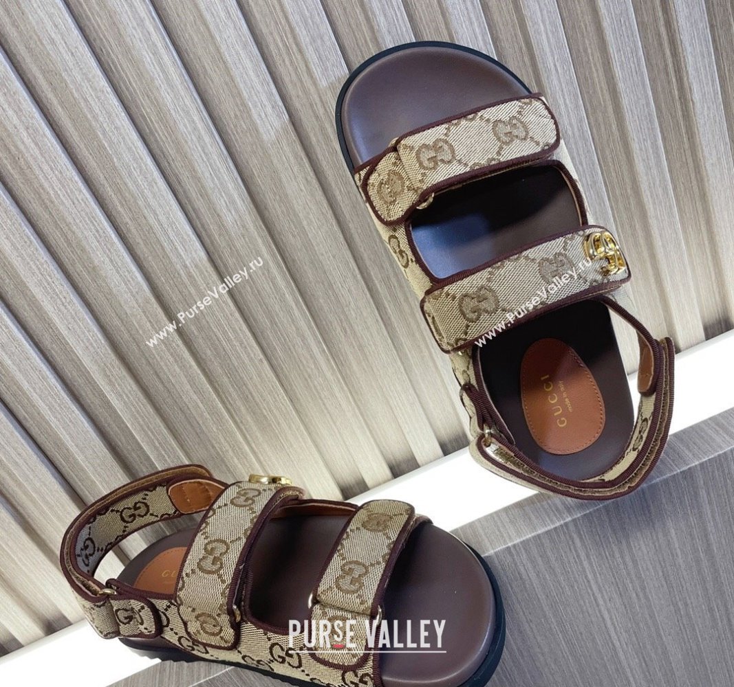 Gucci Womens sandals with Double G 771575 in GG canvas Beige 2024 (modeng-24040259)