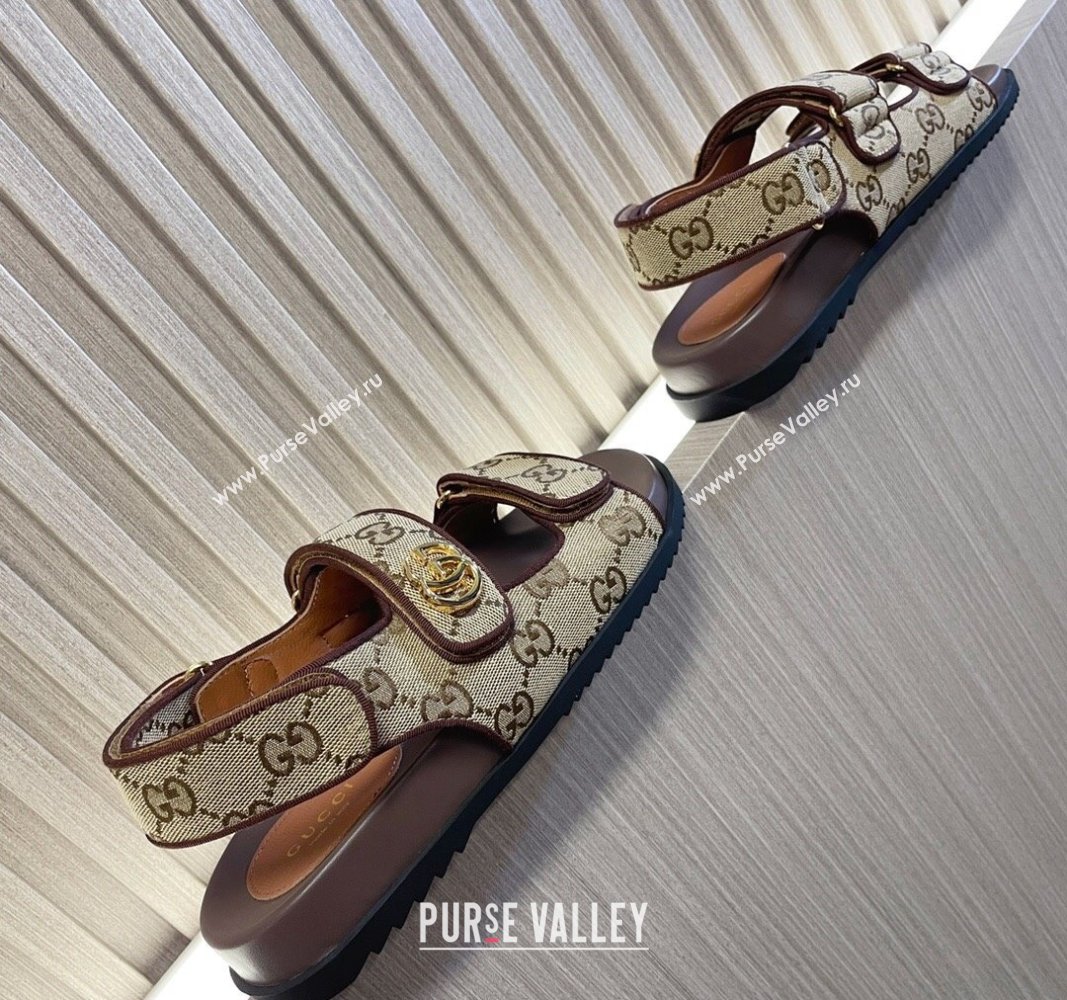 Gucci Womens sandals with Double G 771575 in GG canvas Beige 2024 (modeng-24040259)