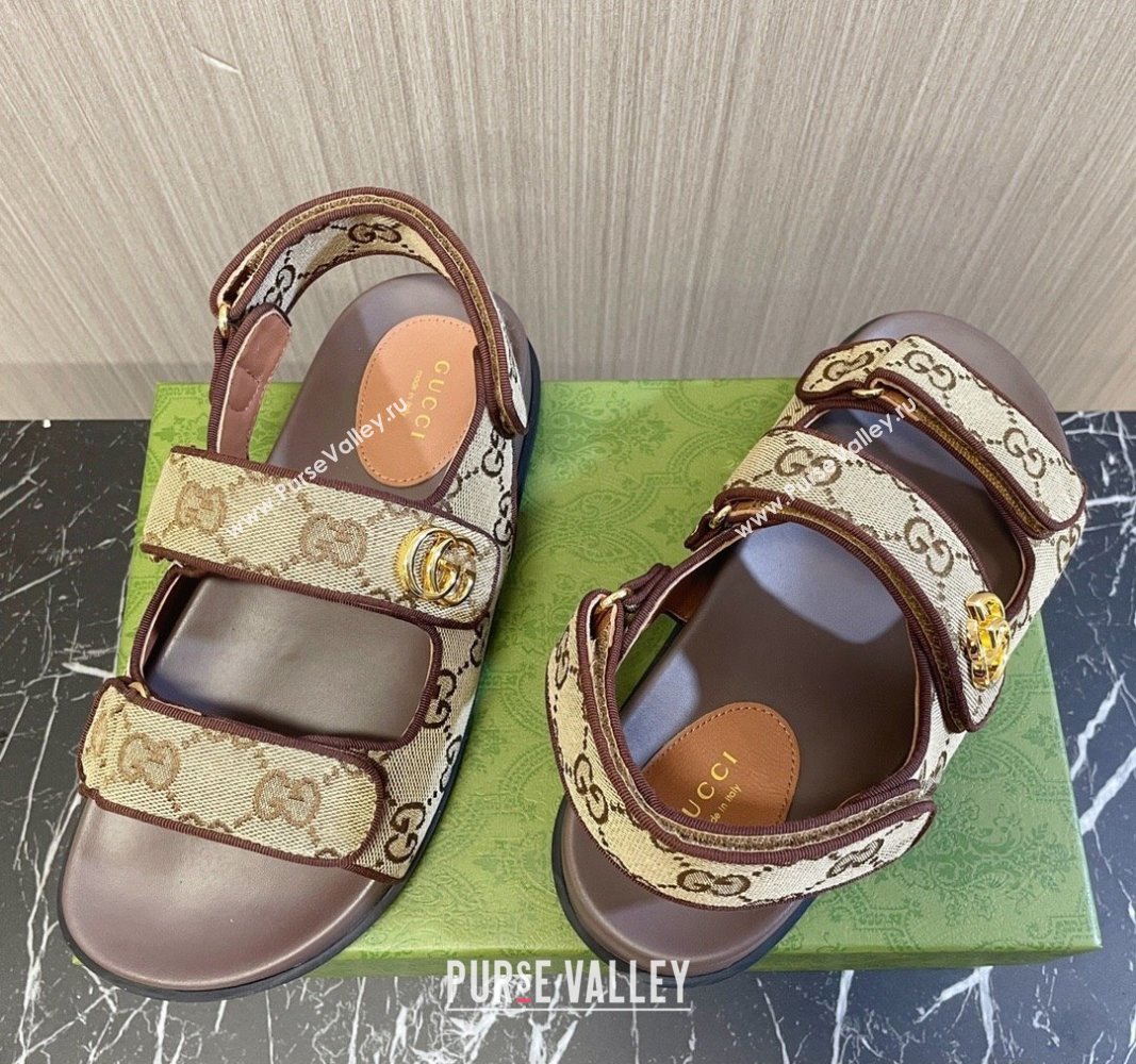 Gucci Womens sandals with Double G 771575 in GG canvas Beige 2024 (modeng-24040259)