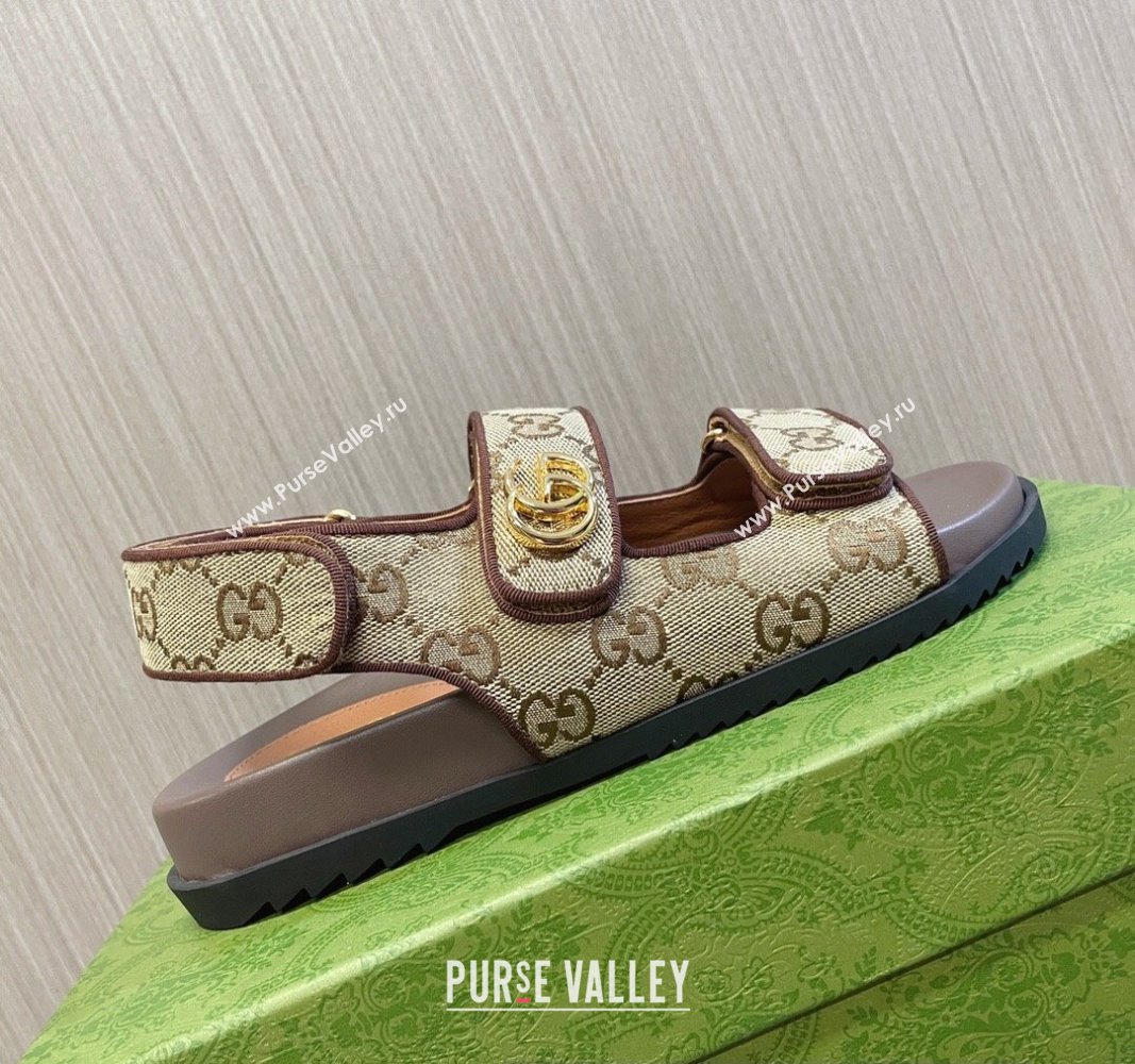 Gucci Womens sandals with Double G 771575 in GG canvas Beige 2024 (modeng-24040259)