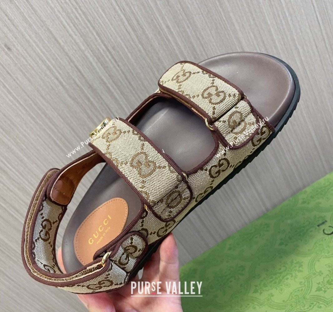 Gucci Womens sandals with Double G 771575 in GG canvas Beige 2024 (modeng-24040259)