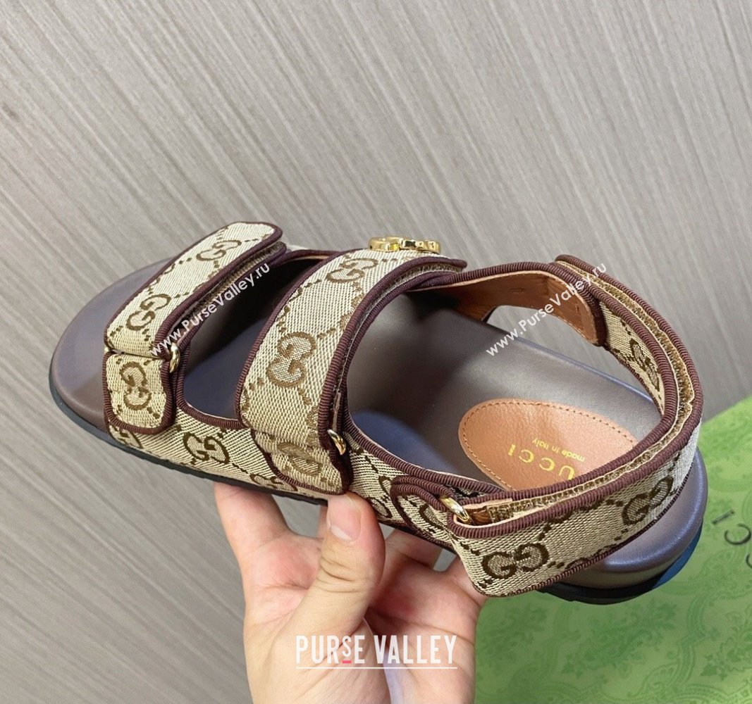 Gucci Womens sandals with Double G 771575 in GG canvas Beige 2024 (modeng-24040259)