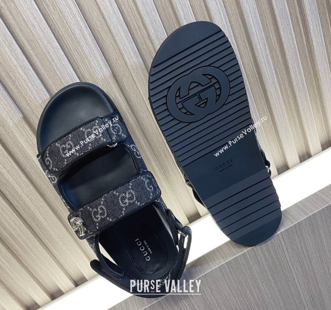 Gucci Womens sandals with Double G 771575 in Denim Black 2024 (modeng-24040260)