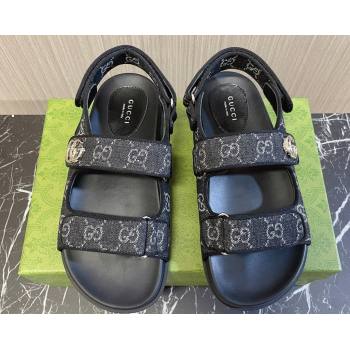 Gucci Womens sandals with Double G 771575 in Denim Black 2024 (modeng-24040260)