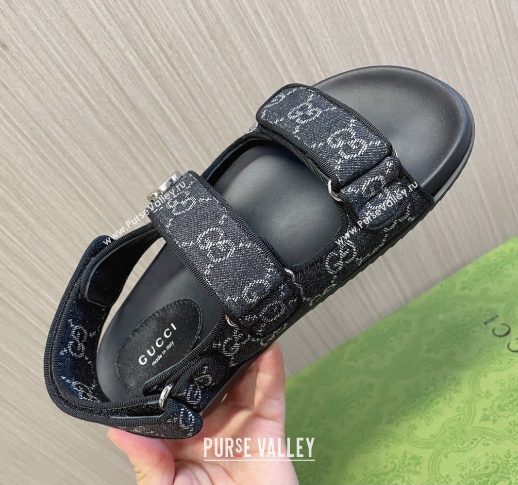 Gucci Womens sandals with Double G 771575 in Denim Black 2024 (modeng-24040260)