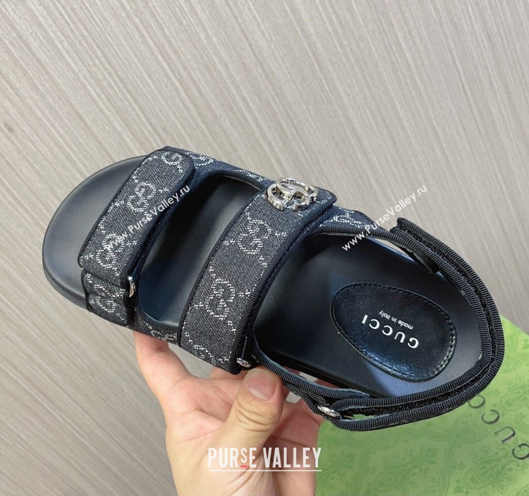Gucci Womens sandals with Double G 771575 in Denim Black 2024 (modeng-24040260)