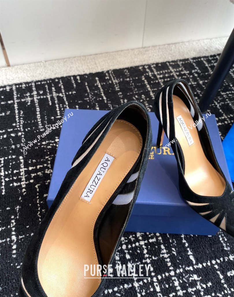 Aquazzura Heel 10cm The Spy Pumps In Mesh/Suede Leather Black 2024 (jincheng-24040306)