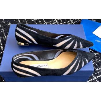 Aquazzura Heel 10cm The Spy Flats In Mesh/Suede Leather Black 2024 (jincheng-24040307)