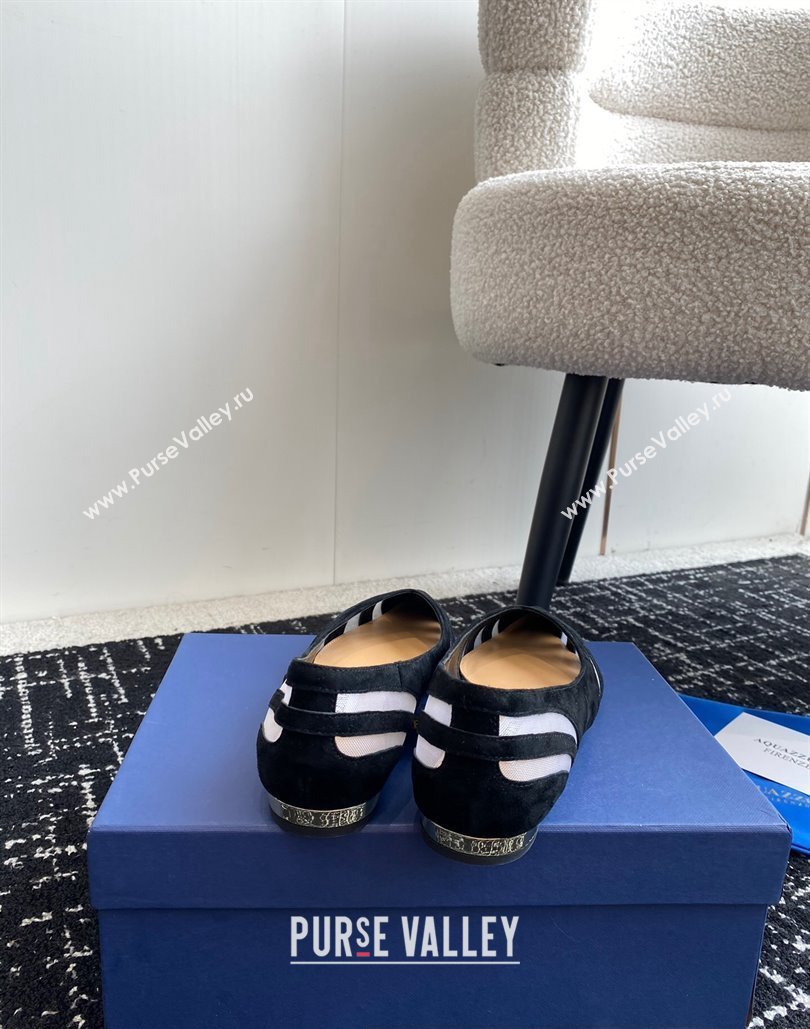 Aquazzura Heel 10cm The Spy Flats In Mesh/Suede Leather Black 2024 (jincheng-24040307)