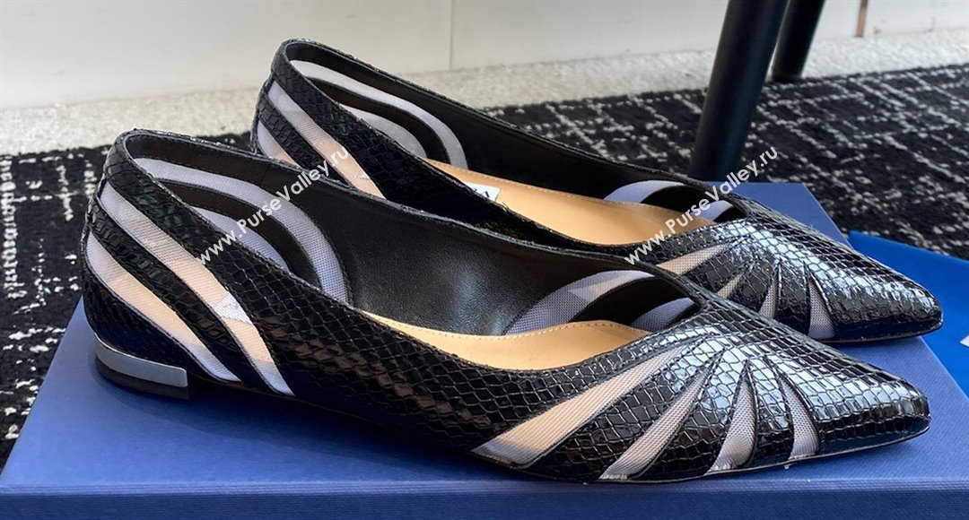 Aquazzura Heel 10cm The Spy Flats In Mesh/Python Leather Black 2024 (jincheng-24040308)