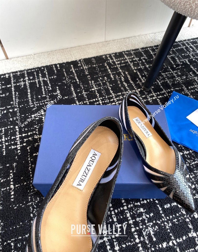 Aquazzura Heel 10cm The Spy Flats In Mesh/Python Leather Black 2024 (jincheng-24040308)