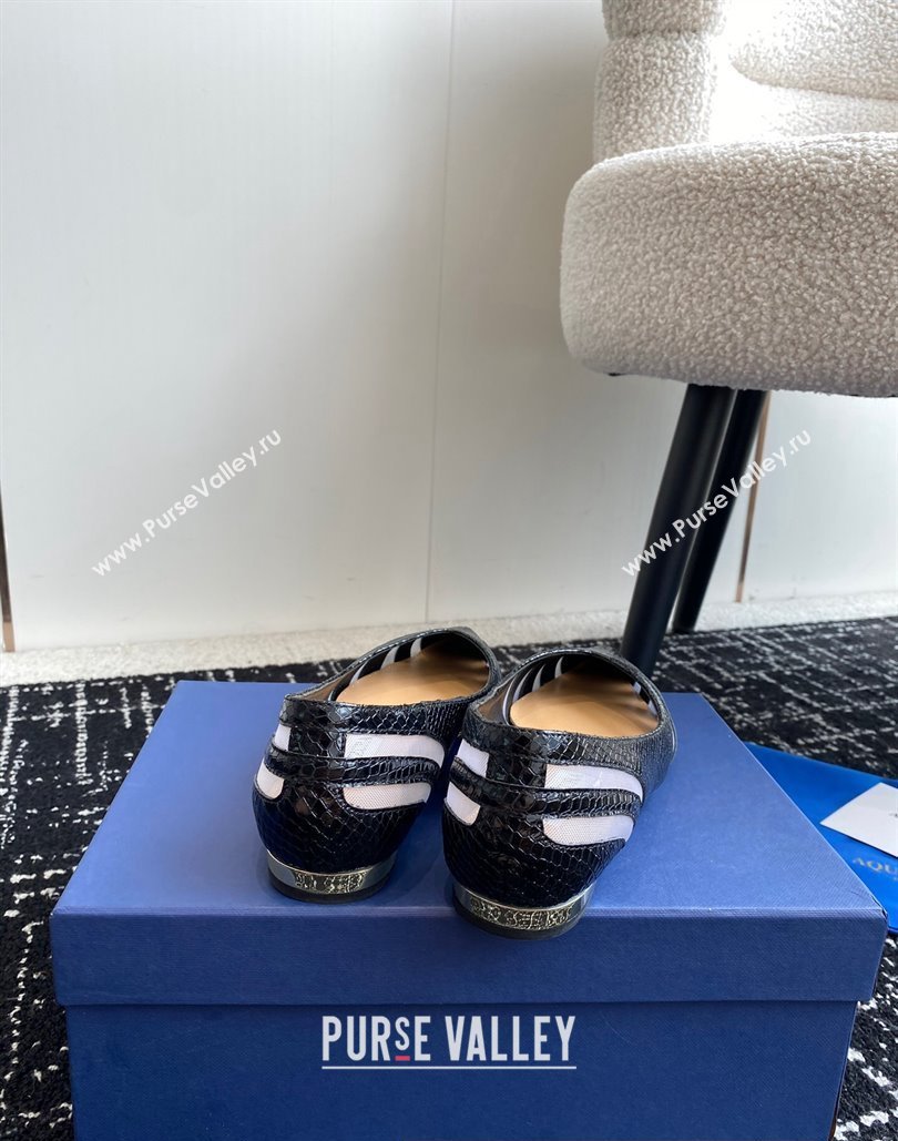 Aquazzura Heel 10cm The Spy Flats In Mesh/Python Leather Black 2024 (jincheng-24040308)