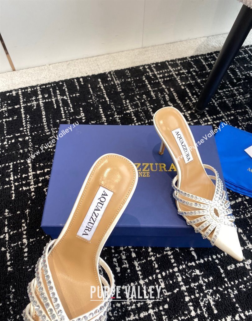 Aquazzura Heel 10cm Flow Mules Satin White 2024 (jincheng-24040319)