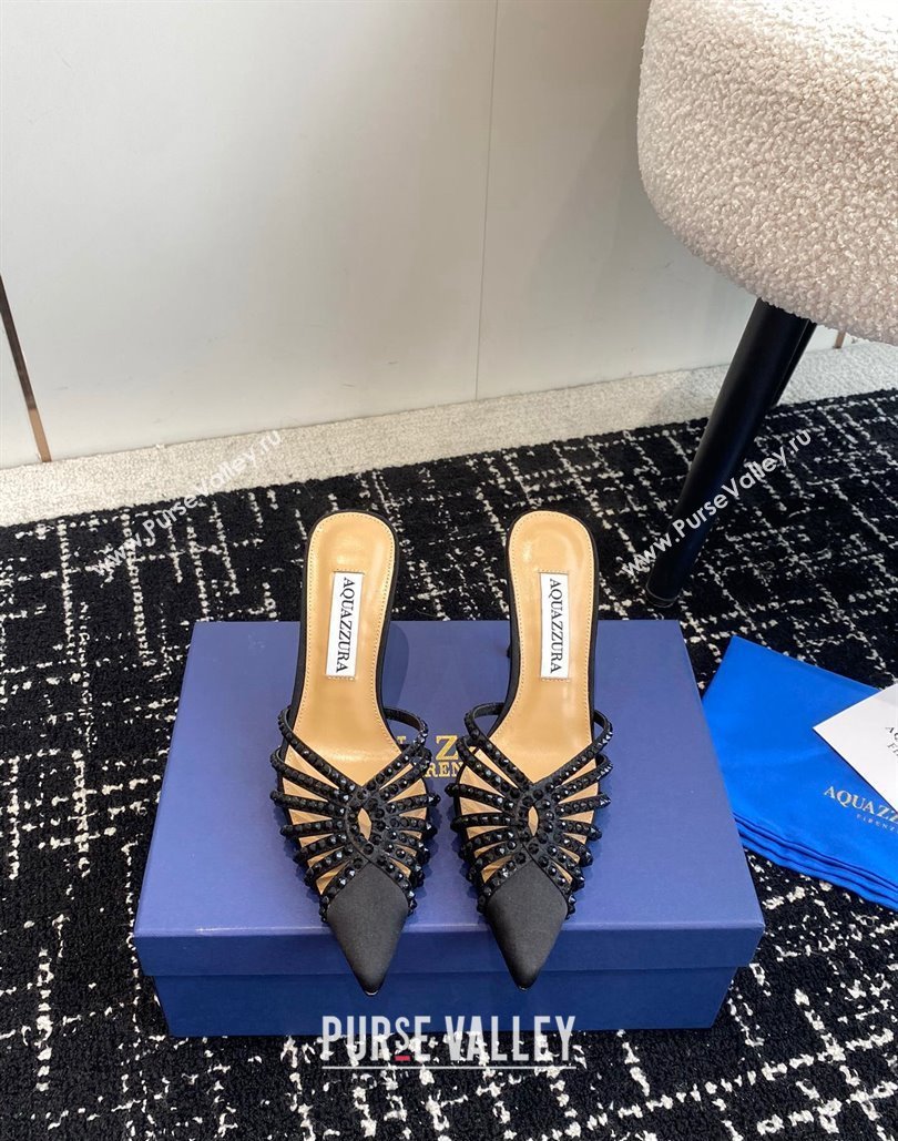 Aquazzura Heel 10cm Flow Mules Suede Black 2024 (jincheng-24040318)