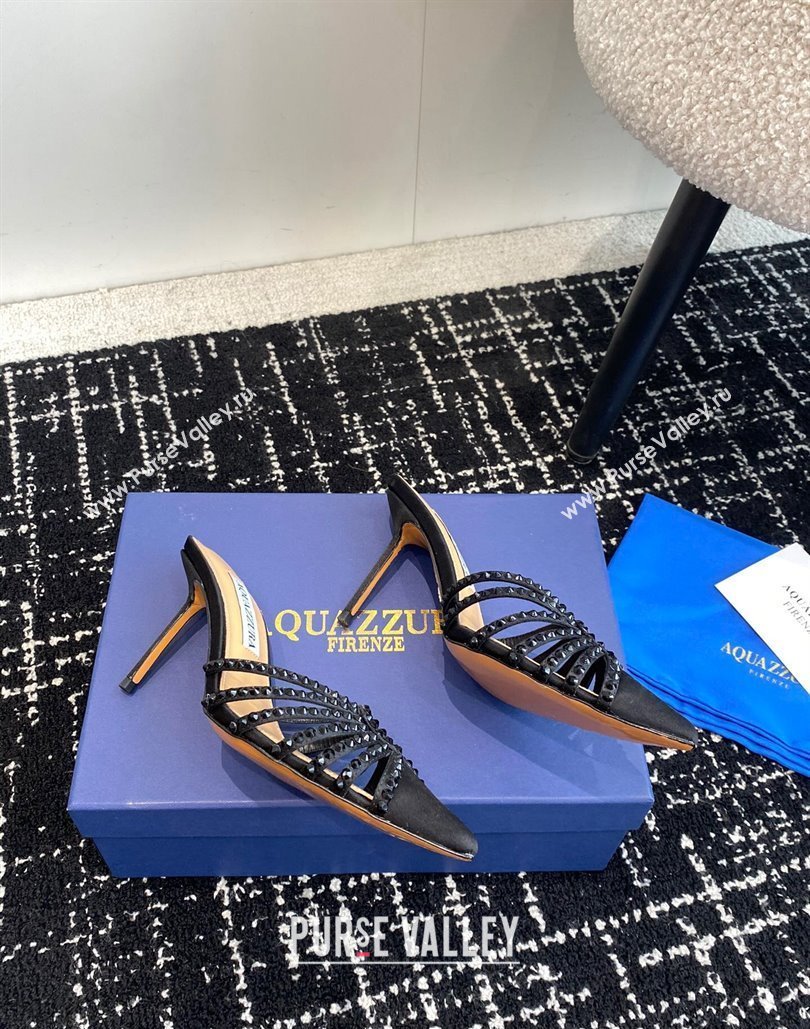 Aquazzura Heel 10cm Flow Mules Suede Black 2024 (jincheng-24040318)