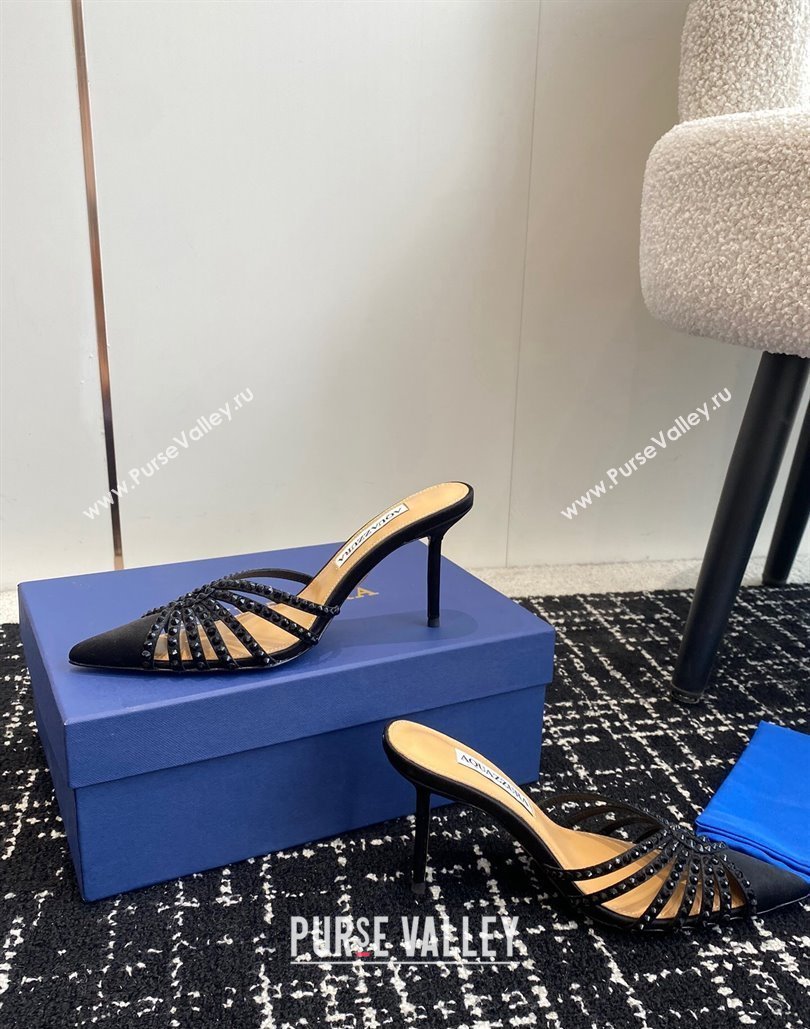 Aquazzura Heel 10cm Flow Mules Suede Black 2024 (jincheng-24040318)