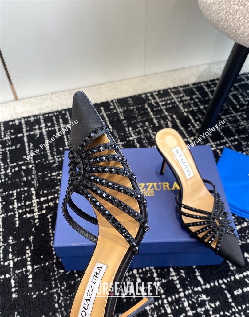 Aquazzura Heel 10cm Flow Mules Suede Black 2024 (jincheng-24040318)