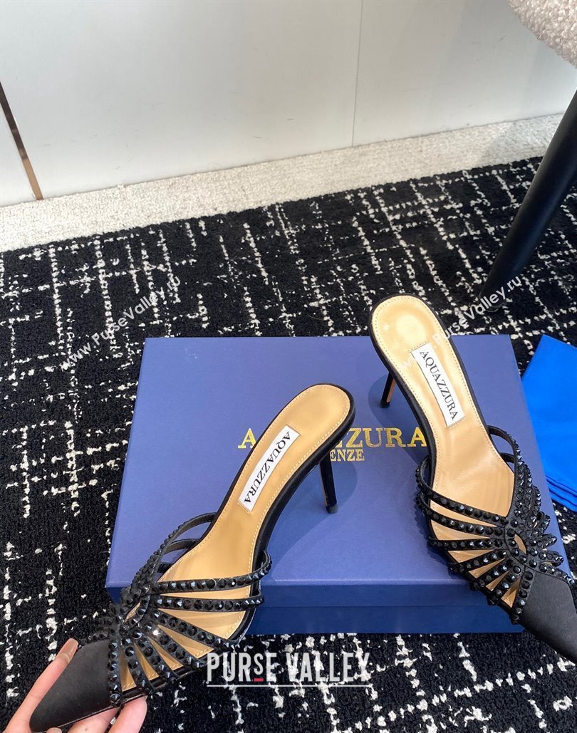 Aquazzura Heel 10cm Flow Mules Suede Black 2024 (jincheng-24040318)