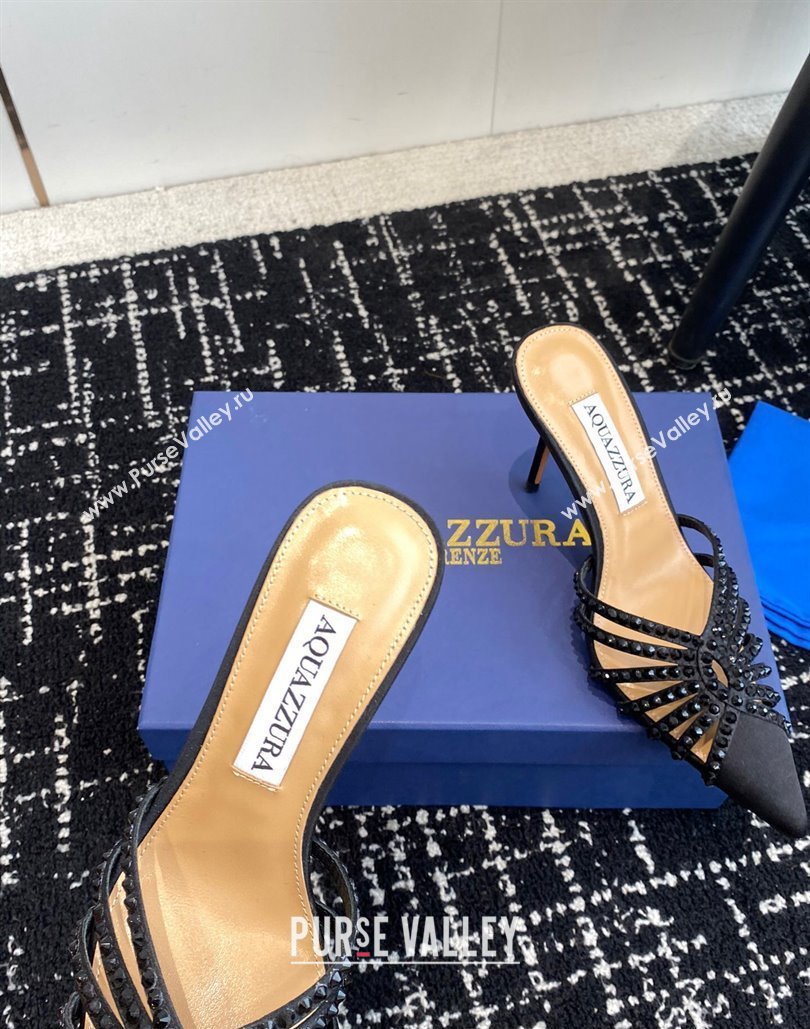 Aquazzura Heel 10cm Flow Mules Suede Black 2024 (jincheng-24040318)