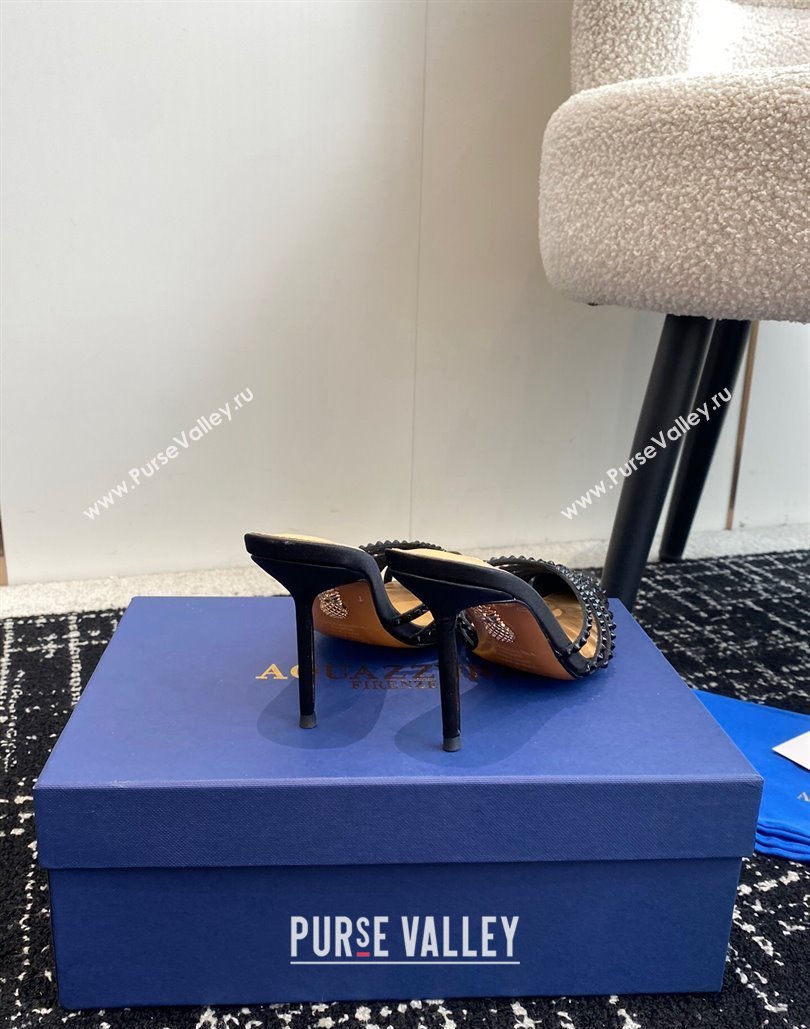 Aquazzura Heel 10cm Flow Mules Suede Black 2024 (jincheng-24040318)