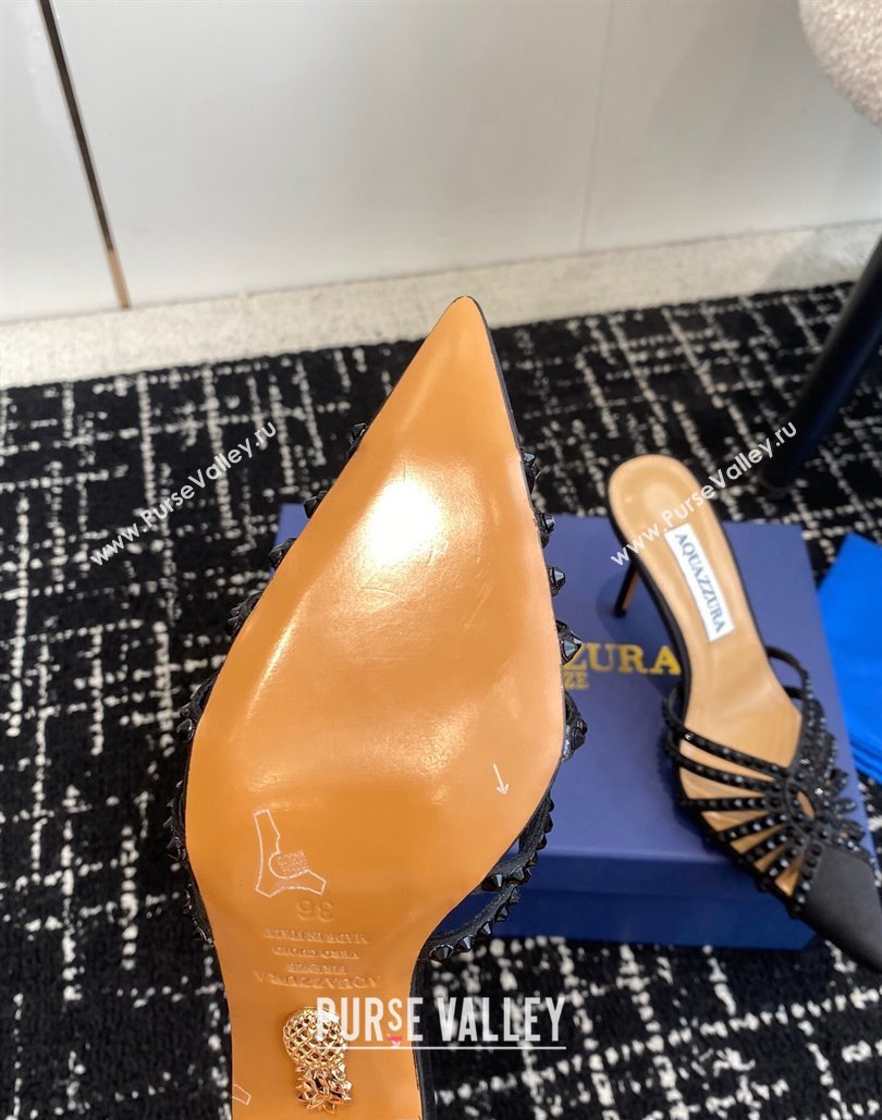 Aquazzura Heel 10cm Flow Mules Suede Black 2024 (jincheng-24040318)