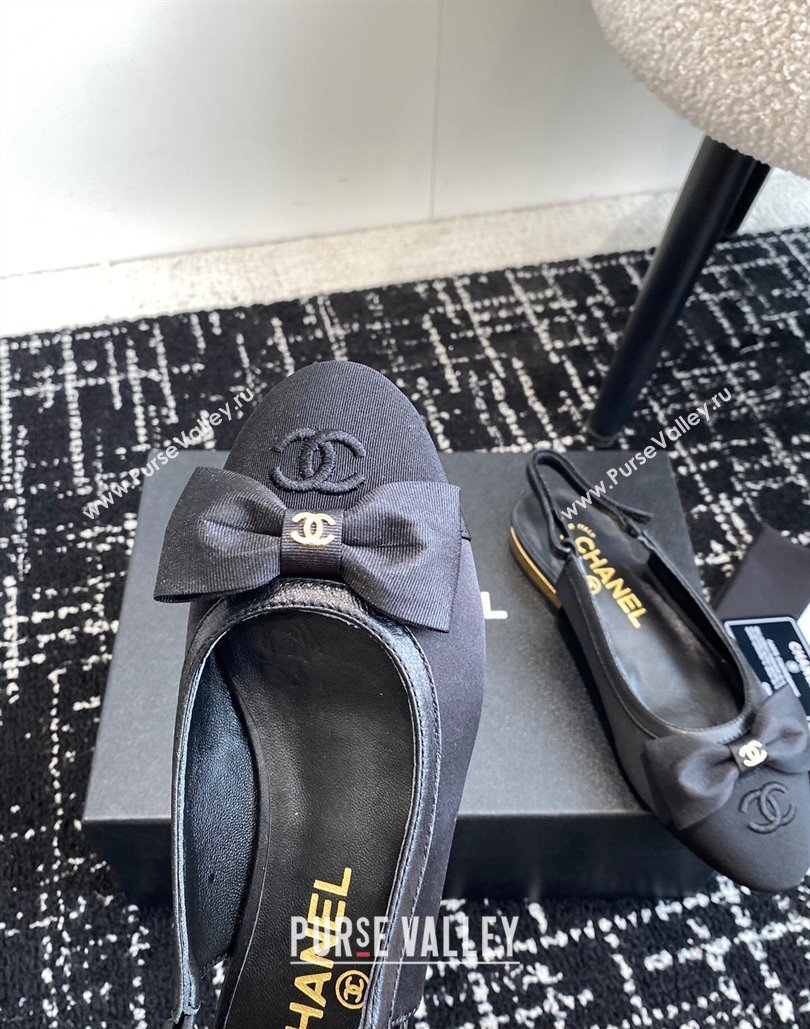 Chanel Fabric, Lambskin Grosgrain Slingbacks G45689 Black 2024 (jincheng-24040204)