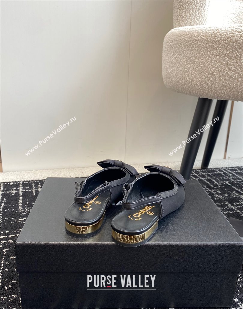 Chanel Fabric, Lambskin Grosgrain Slingbacks G45689 Black 2024 (jincheng-24040204)