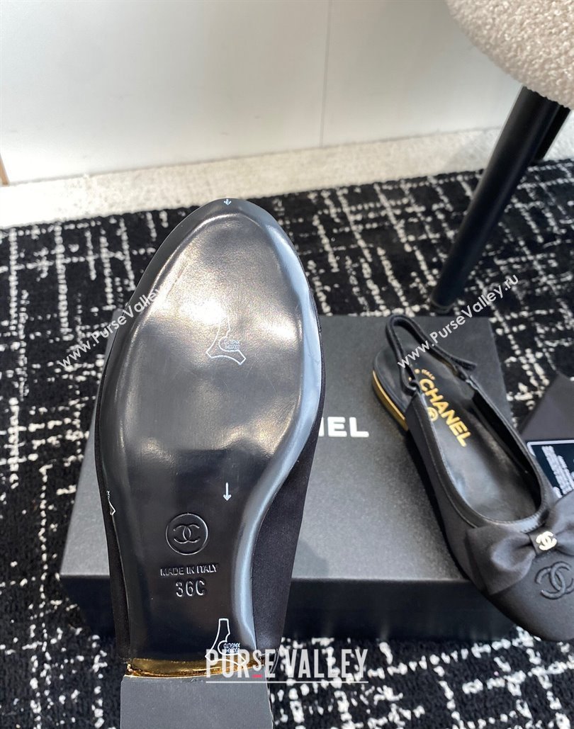 Chanel Fabric, Lambskin Grosgrain Slingbacks G45689 Black 2024 (jincheng-24040204)