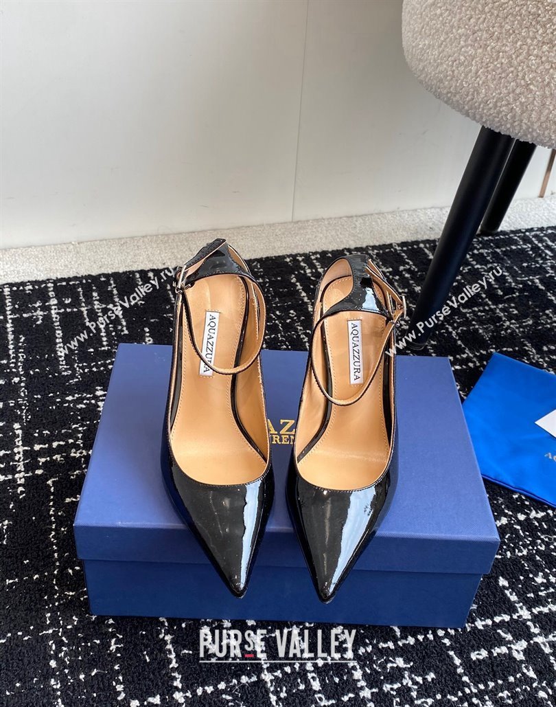 Aquazzura Heel 10cm Love Affair Pumps in Patent Leather Black 2024 (jincheng-24040325)