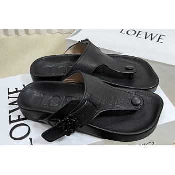 Loewe Ease toe post Women/Men sandals in goatskin Black 2024 (modeng-24040746)