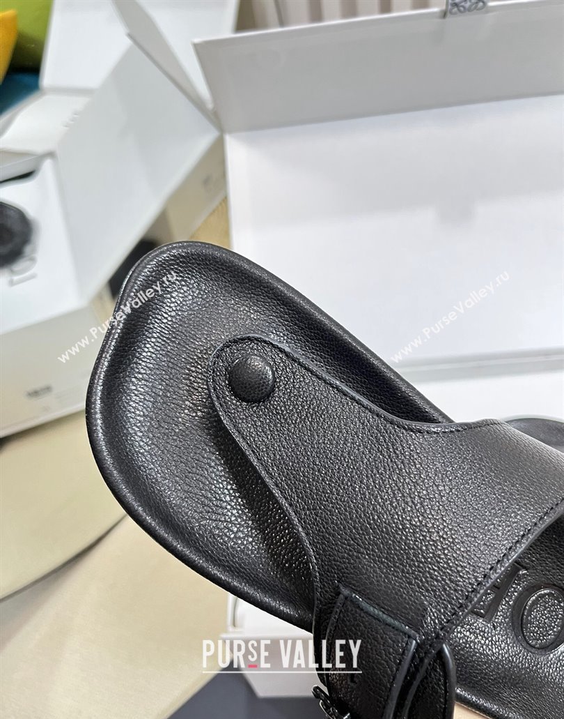 Loewe Ease toe post Women/Men sandals in goatskin Black 2024 (modeng-24040746)