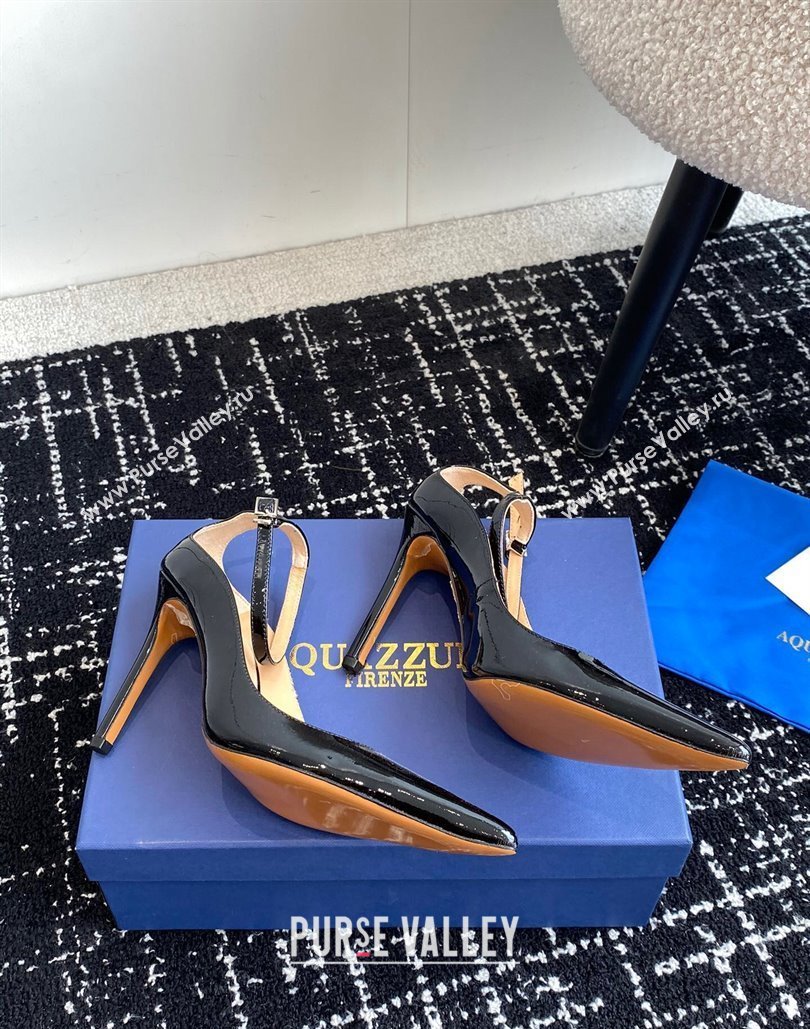 Aquazzura Heel 10cm Love Affair Pumps in Patent Leather Black 2024 (jincheng-24040325)
