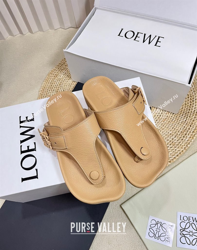 Loewe Ease toe post Women/Men sandals in goatskin Apricot 2024 (modeng-24040748)