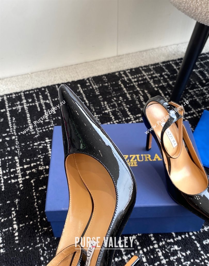 Aquazzura Heel 10cm Love Affair Pumps in Patent Leather Black 2024 (jincheng-24040325)