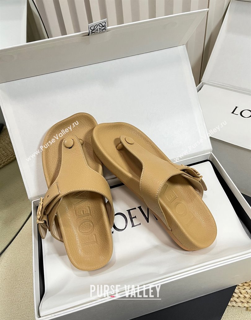 Loewe Ease toe post Women/Men sandals in goatskin Apricot 2024 (modeng-24040748)