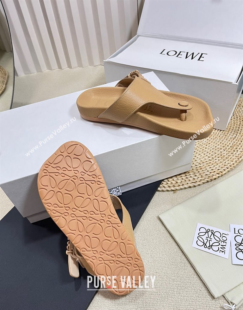 Loewe Ease toe post Women/Men sandals in goatskin Apricot 2024 (modeng-24040748)