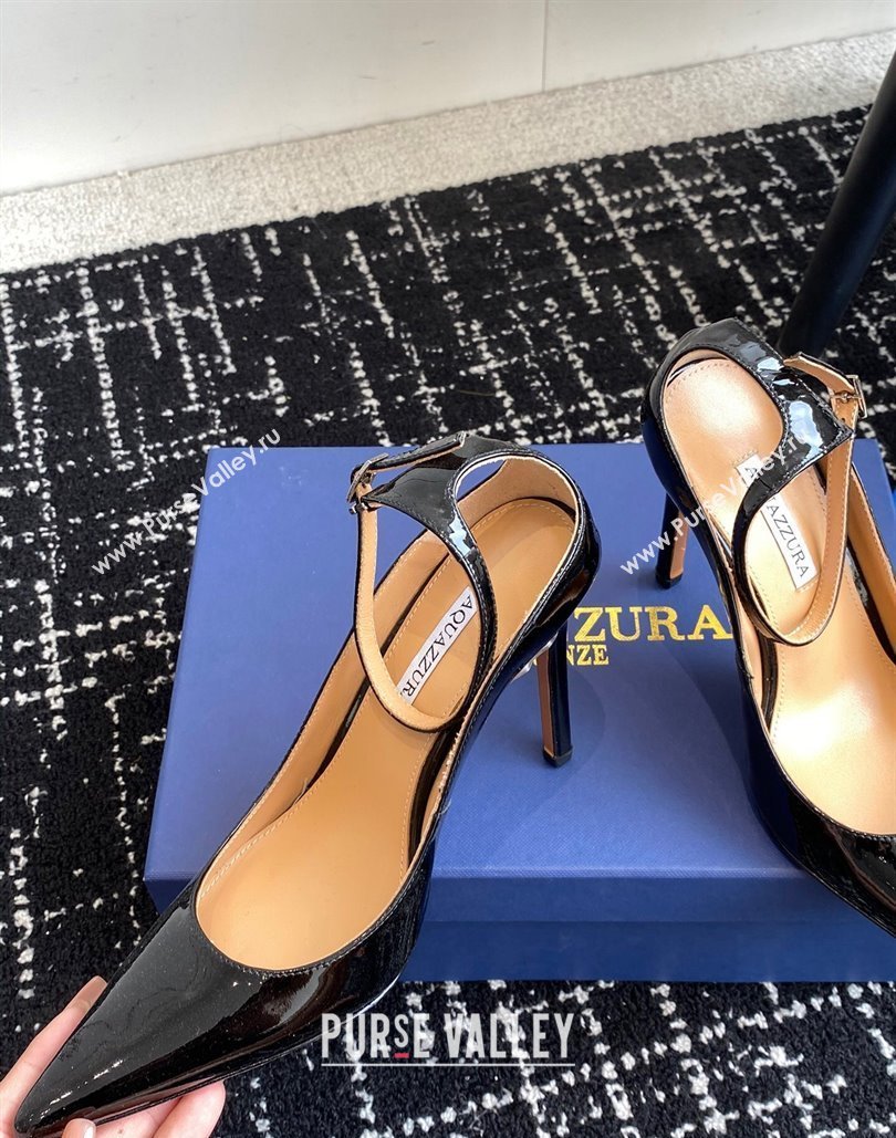 Aquazzura Heel 10cm Love Affair Pumps in Patent Leather Black 2024 (jincheng-24040325)