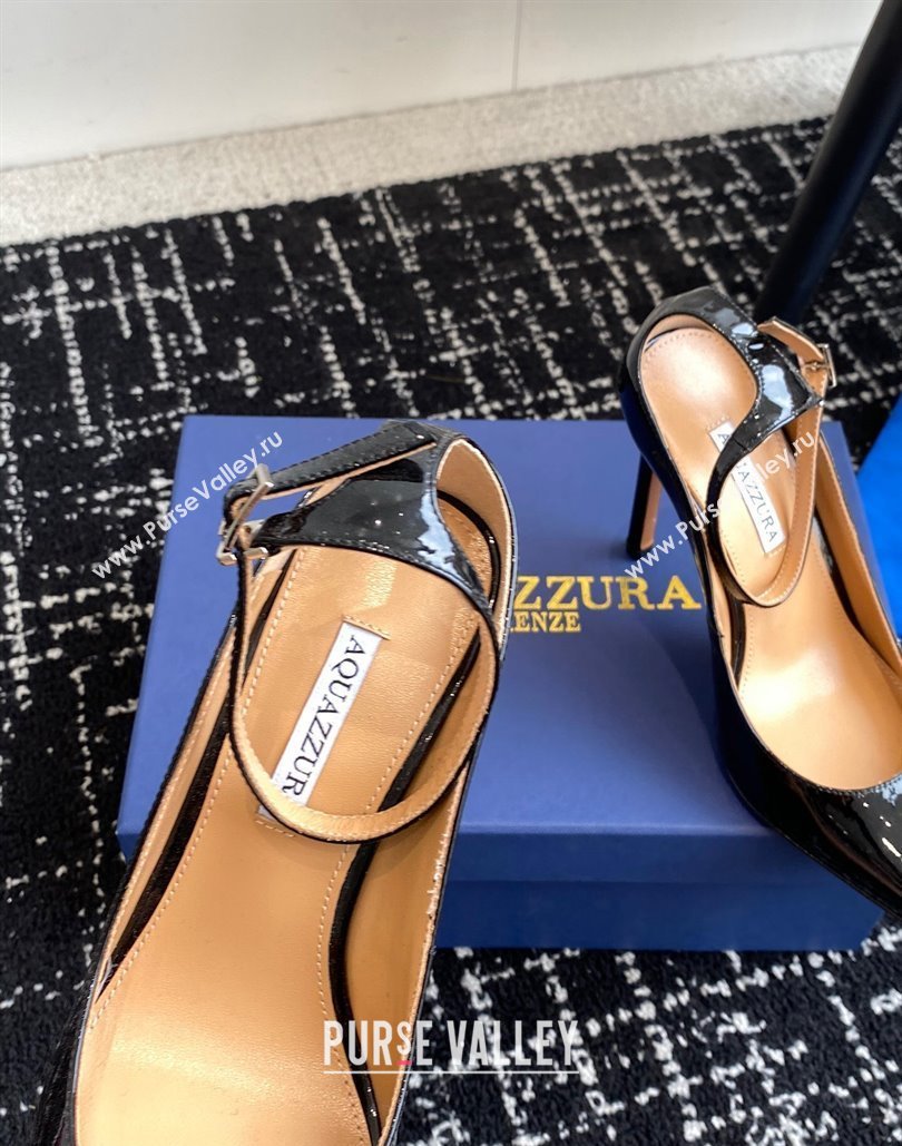 Aquazzura Heel 10cm Love Affair Pumps in Patent Leather Black 2024 (jincheng-24040325)