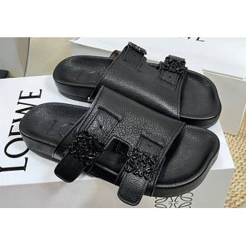 Loewe Ease Women/Men slides in goatskin Black 2024 (modeng-24040741)