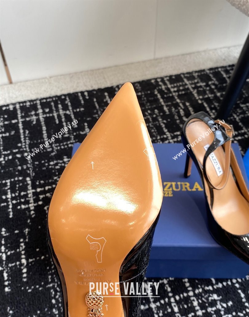 Aquazzura Heel 10cm Love Affair Pumps in Patent Leather Black 2024 (jincheng-24040325)