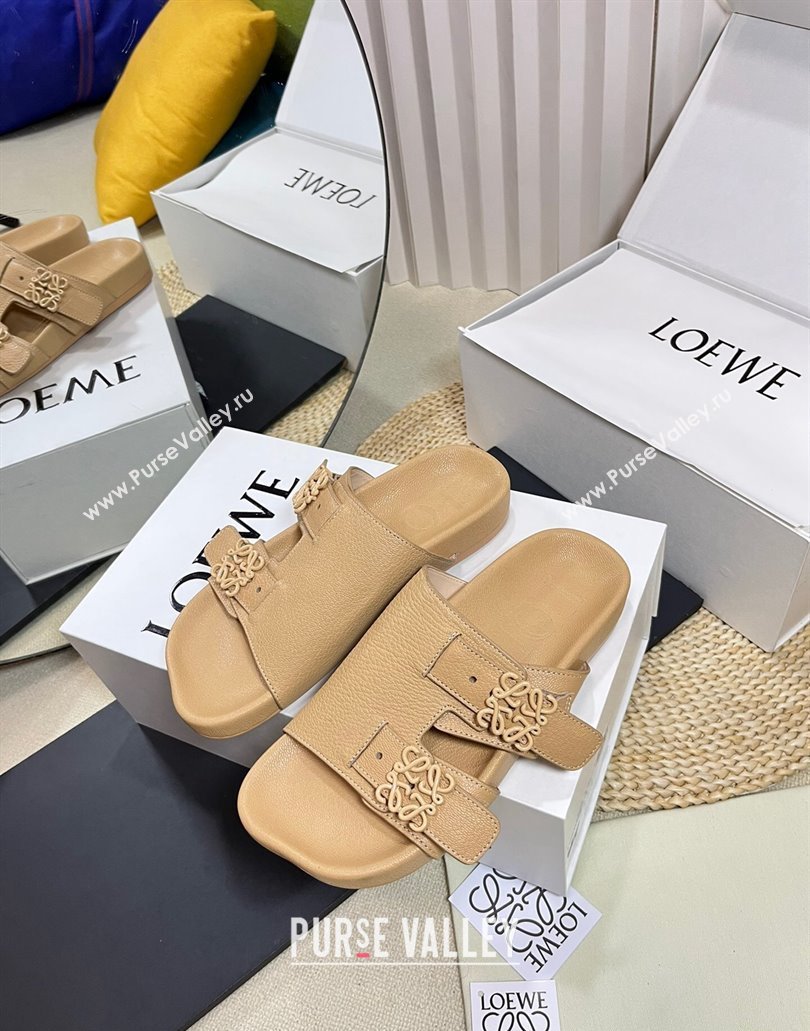 Loewe Ease Women/Men slides in goatskin Apricot 2024 (modeng-24040743)