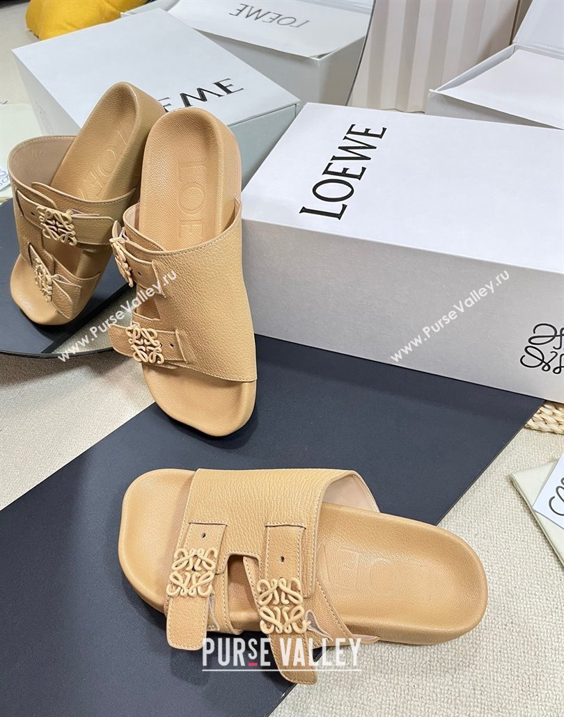 Loewe Ease Women/Men slides in goatskin Apricot 2024 (modeng-24040743)