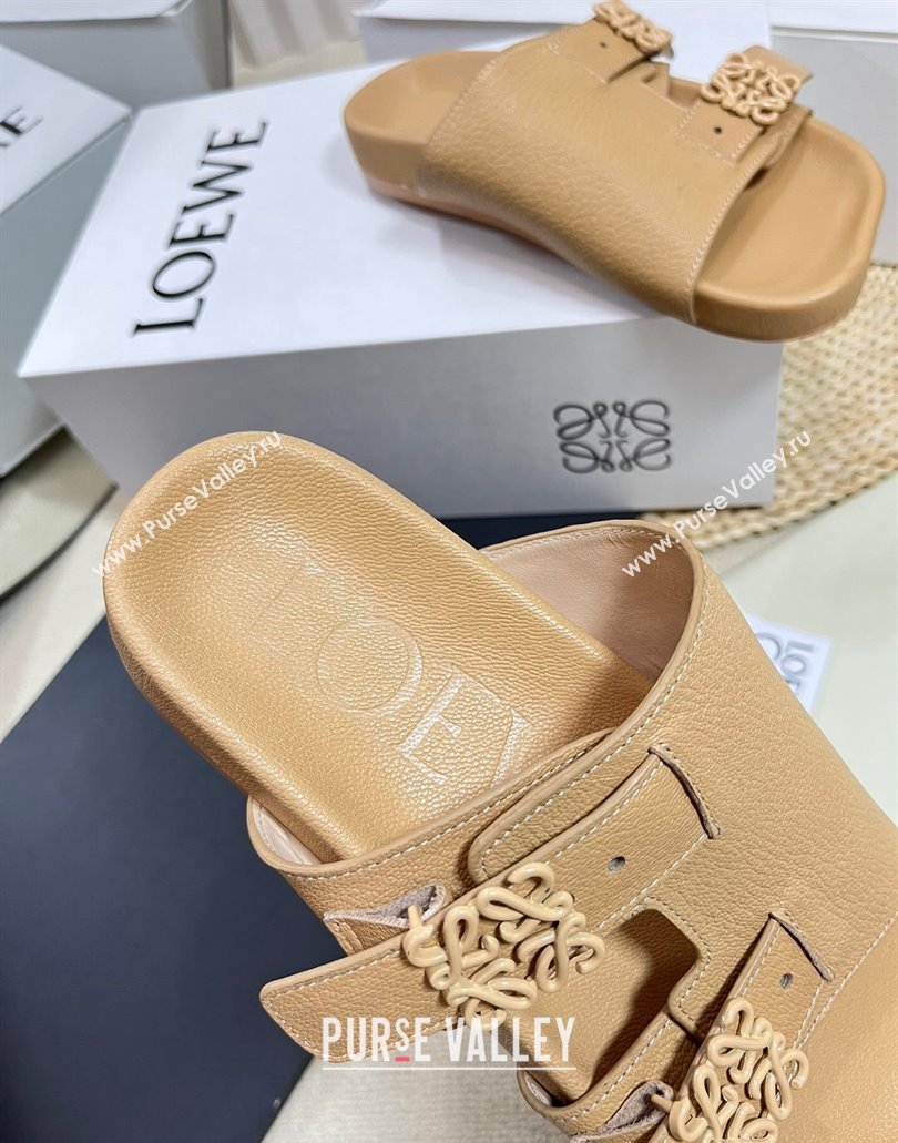 Loewe Ease Women/Men slides in goatskin Apricot 2024 (modeng-24040743)