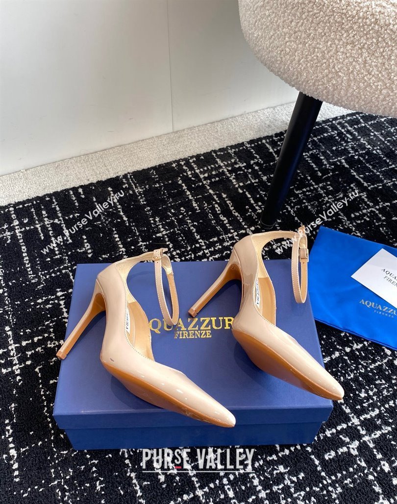 Aquazzura Heel 10cm Love Affair Pumps in Patent Leather Beige 2024 (jincheng-24040326)