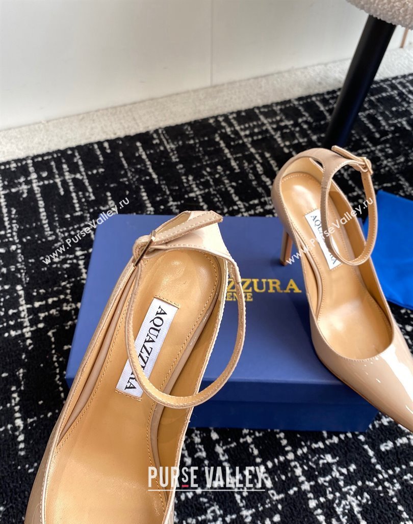 Aquazzura Heel 10cm Love Affair Pumps in Patent Leather Beige 2024 (jincheng-24040326)