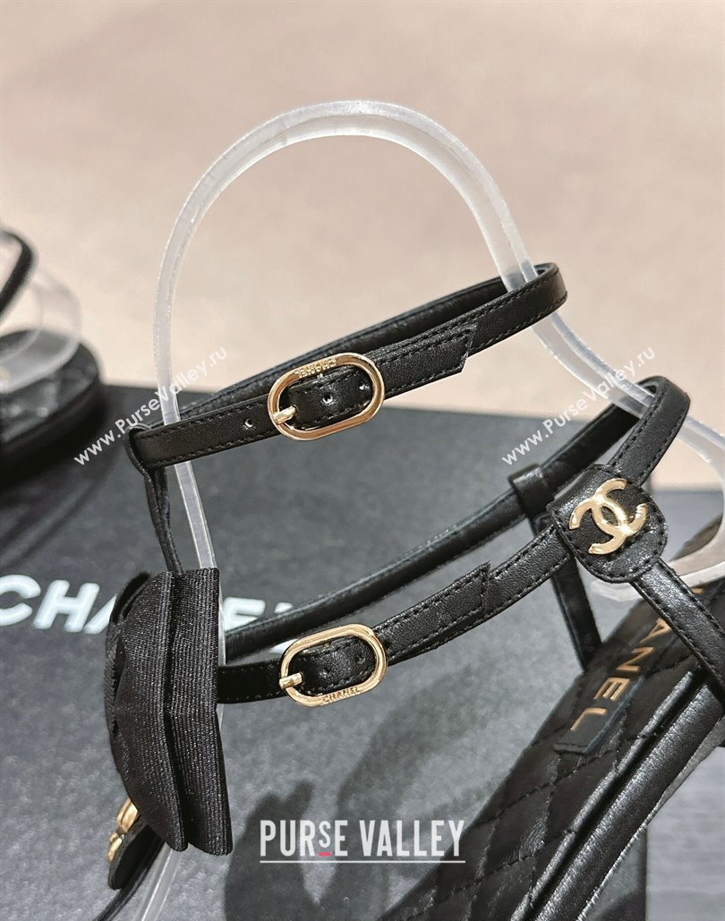 Chanel Grosgrain Thong Sandals with Bow G45535 Black 2024 (modeng-24040317)