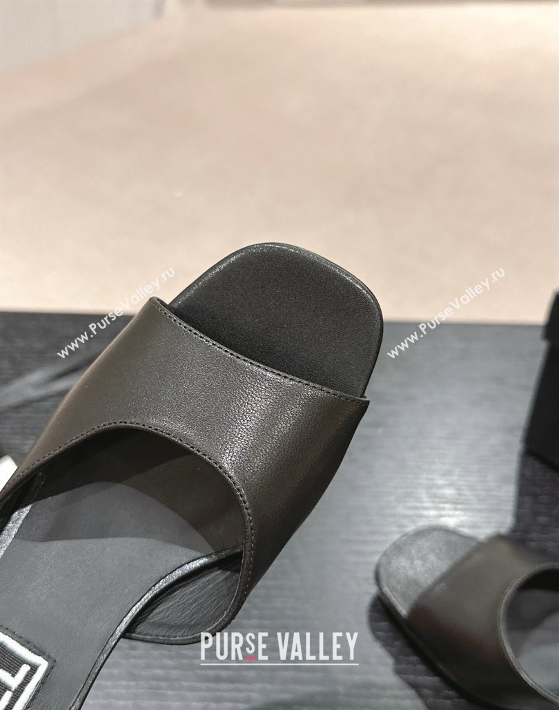 Chanel Heel 5.5cm Lambskin Sandals G45619 Black 2024 (modeng-24040313)