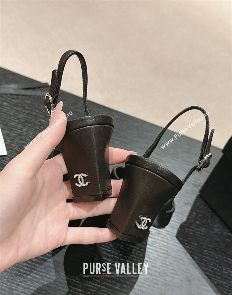 Chanel Heel 5.5cm Lambskin Sandals G45619 Black 2024 (modeng-24040313)